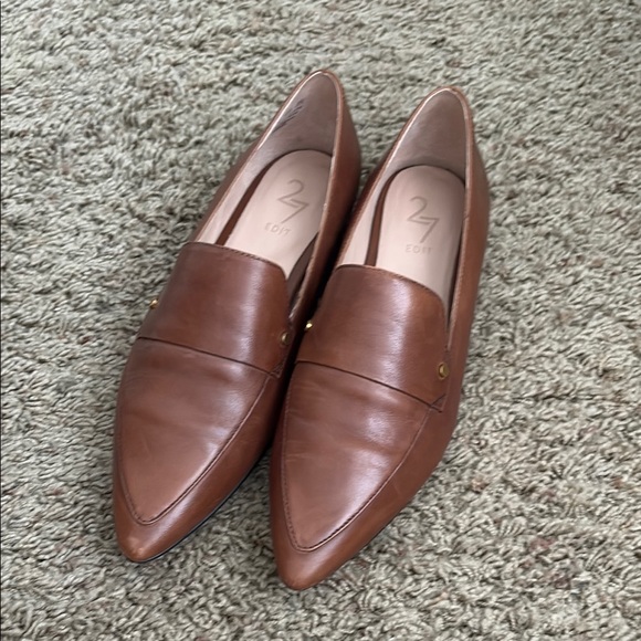 27 EDIT Shoes - 27 EDIT Brown Leather Flats Minimalist Design